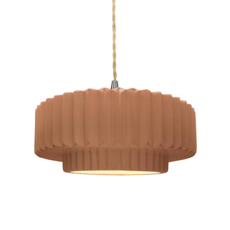 Medium Tier Pleated 1-Light Pendant (254|CER-6553-ADOB-NCKL-BEIG-TWST-LED1-700)