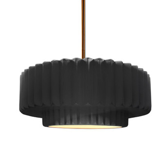 Medium Tier Pleated 1-Light Pendant (254|CER-6553-BLK-BRSS-RIGID)