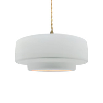 Medium Tier 1-Light Pendant (254|CER-6543-WHT-BRSS-BEIG-TWST)