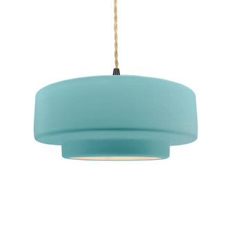 Medium Tier 1-Light Pendant (254|CER-6543-RFPL-MBLK-BEIG-TWST)