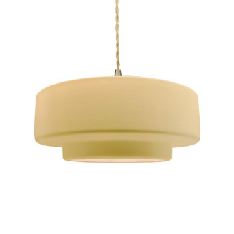 Medium Tier 1-Light Pendant (254|CER-6543-MYLW-BRSS-BEIG-TWST-LED1-700)