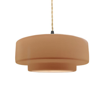 Medium Tier LED Pendant (254|CER-6543-ADOB-MBLK-BEIG-TWST-LED1-700)