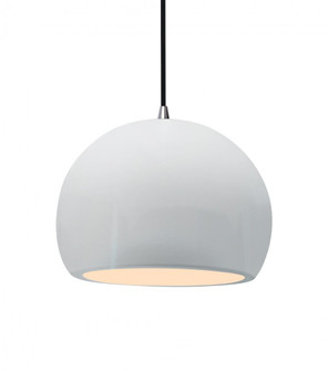 Medium Globe 1-Light Pendant (254|CER-6533-WHT-NCKL-BKCD)