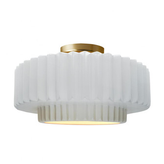 Large Tier Pleated Semi-Flush (254|CER-6375-WTWT-BRSS)