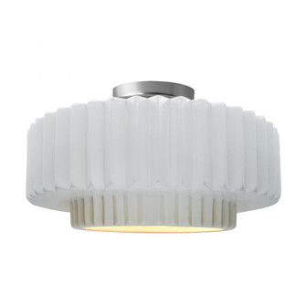 Large Tier Pleated Semi-Flush (254|CER-6375-WHT-NCKL)