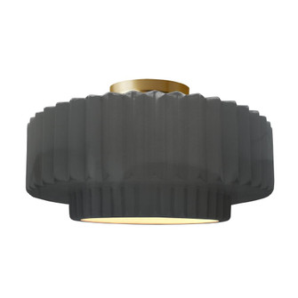 Large Tier Pleated Semi-Flush (254|CER-6375-GRY-BRSS-LED1-700)