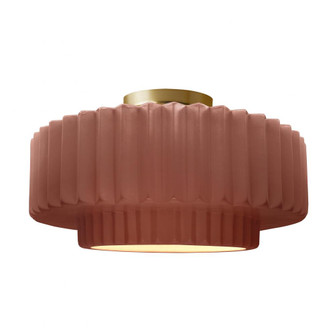 Large Tier Pleated Semi-Flush (254|CER-6375-CLAY-BRSS)