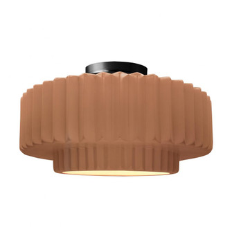 Large Tier Pleated Semi-Flush (254|CER-6375-ADOB-MBLK)