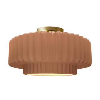 Large Tier Pleated Semi-Flush (254|CER-6375-ADOB-BRSS)