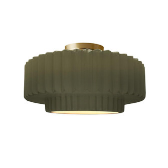 Medium Tier Pleated Semi-Flush (254|CER-6373-MGRN-BRSS-LED1-700)