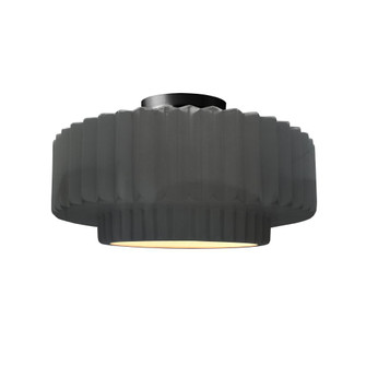 Medium Tier Pleated Semi-Flush (254|CER-6373-GRY-MBLK-LED1-700)