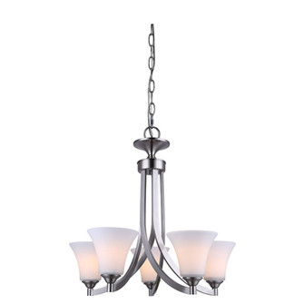 Rue, 5 Lt Chain Chandelier, Flat Opal Glass, 60W Type A, 25'' x 24'' (801|ICH587A05BN)