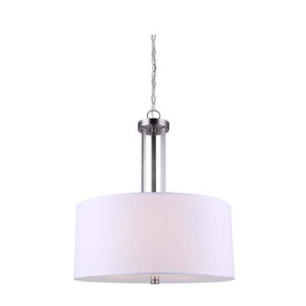 River, 3 Lt Chain Chandelier, White Fabric Shade + Frost Diffuser, 100W Type A, 18'' x 21'' (801|ICH578A03BN18)
