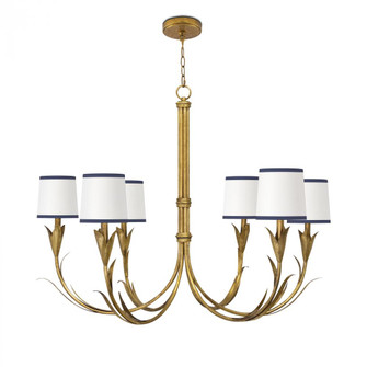 Regina Andrew River Reed Chandelier Small (Antique Gold Leaf with Navy Shade) (5533|16-1416GLD-NAV)