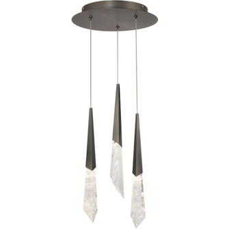 Solitude 3 Light 120-277V Multi-Light Pendant (Round Canopy) in Antique Nickel with Optic Haze Qua (1118061|BPD31403-AN)