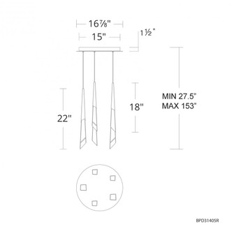 Solitude 5 Light 120-277V Multi-Light Pendant (Round Canopy) in Aged Brass with Optic Haze Quartz (1118061|BPD31405-AB)
