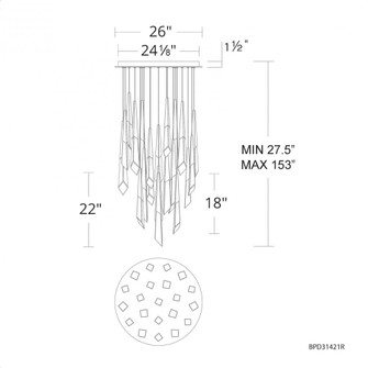 Solitude 21 Light 120-277V Multi-Light Pendant (Round Canopy) in Aged Brass with Optic Haze Quartz (1118061|BPD31421-AB)