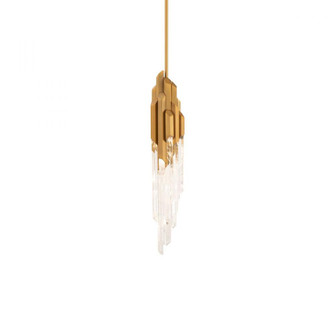 Organza 19in 120/277V LED Pendant in Aged Brass with Optic Haze Quartz (1118061|BPD65419-AB)