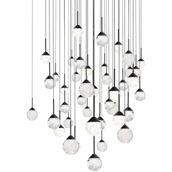 Quest 41 Light 120-277V Multi-Light Pendant (Square Canopy) in Black with Optic Haze Quartz (1118061|BPD40241S-BK)
