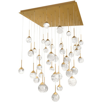 Quest 41 Light 120-277V Multi-Light Pendant (Square Canopy) in Aged Brass with Optic Haze Quartz (1118061|BPD40241S-AB)