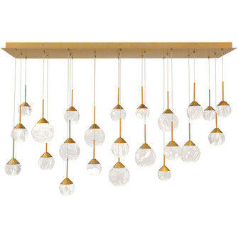 Quest 23 Light 120-277V Multi-Light Pendant (Linear Canopy) in Aged Brass with Optic Haze Quartz (1118061|BPD40223L-AB)