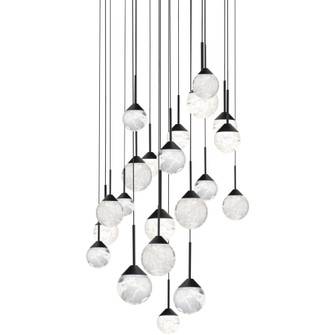Quest 21 Light 120-277V Multi-Light Pendant (Round Canopy) in Black with Optic Haze Quartz (1118061|BPD40221-BK)