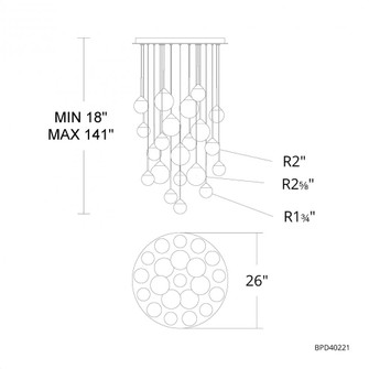 Quest 21 Light 120-277V Multi-Light Pendant (Round Canopy) in Black with Optic Haze Quartz (1118061|BPD40221-BK)