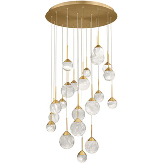 Quest 21 Light 120-277V Multi-Light Pendant (Round Canopy) in Aged Brass with Optic Haze Quartz (1118061|BPD40221-AB)