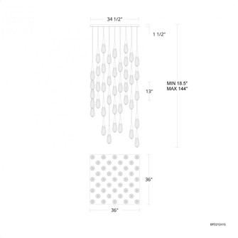 Hibiscus 41 Light 120-277V Multi-Light Pendant (Square Canopy) in Black with Clear Optic Crystal (1118061|BPD21241S-BK)