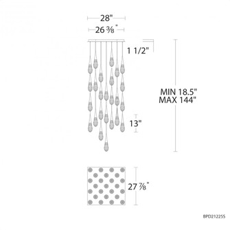 Hibiscus 25 Light 120-277V Multi-Light Pendant (Square Canopy) in Black with Clear Optic Crystal (1118061|BPD21225S-BK)