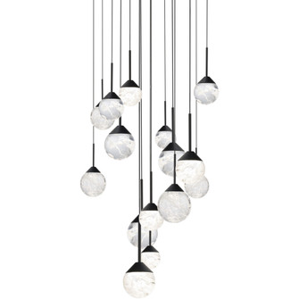 Quest 15 Light 120-277V Multi-Light Pendant (Round Canopy) in Black with Optic Haze Quartz (1118061|BPD40215-BK)