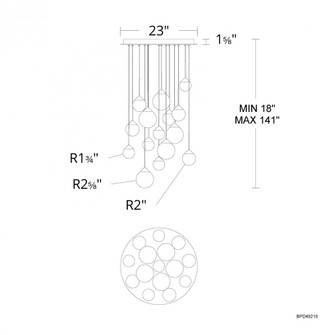 Quest 15 Light 120-277V Multi-Light Pendant (Round Canopy) in Black with Optic Haze Quartz (1118061|BPD40215-BK)