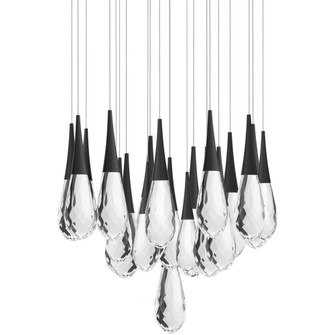 Hibiscus 21 Light 120-277V Multi-Light Pendant (Round Canopy) in Black with Clear Optic Crystal (1118061|BPD21221-BK)