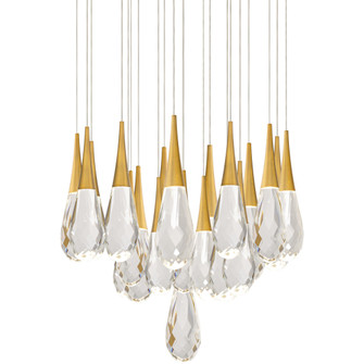 Hibiscus 21 Light 120-277V Multi-Light Pendant (Round Canopy) in Aged Brass with Clear Optic Cryst (1118061|BPD21221-AB)