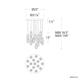 Hibiscus 15 Light 120-277V Multi-Light Pendant (Round Canopy) in Polished Nickel (1118061|BPD21215-PN)