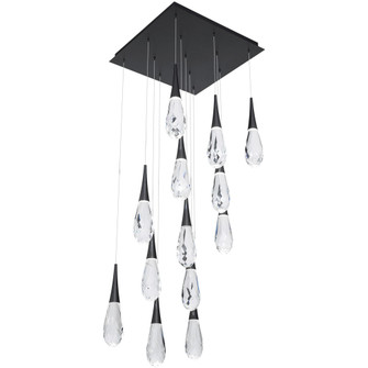 Hibiscus 13 Light 120-277V Multi-Light Pendant (Square Canopy) in Black with Clear Optic Crystal (1118061|BPD21213S-BK)