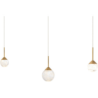 Quest 3 Light 120-277V Multi-Light Pendant (Linear Canopy) in Aged Brass with Optic Haze Quartz (1118061|BPD40203L-AB)