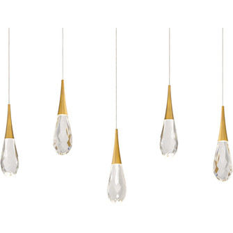 Hibiscus 5 Light 120-277V Multi-Light Pendant (Linear Canopy) in Aged Brass with Clear Optic Cryst (1118061|BPD21205L-AB)