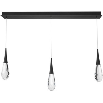 Hibiscus 3 Light 120-277V Multi-Light Pendant (Linear Canopy) in Black with Clear Optic Crystal (1118061|BPD21203L-BK)