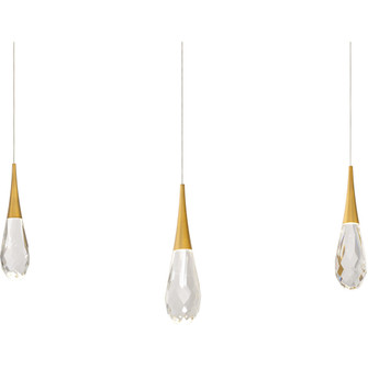 Hibiscus 3 Light 120-277V Multi-Light Pendant (Linear Canopy) in Aged Brass with Clear Optic Cryst (1118061|BPD21203L-AB)