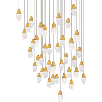 Martini 41 Light 120-277V Multi-Light Pendant (Square Canopy) in Aged Brass with Optic Haze Quartz (1118061|BPD20241SOH-AB)