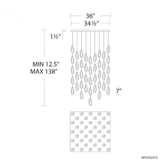 Martini 41 Light 120-277V Multi-Light Pendant (Square Canopy) in Polished Nickel with Clear Optic (1118061|BPD20241SO-PN)