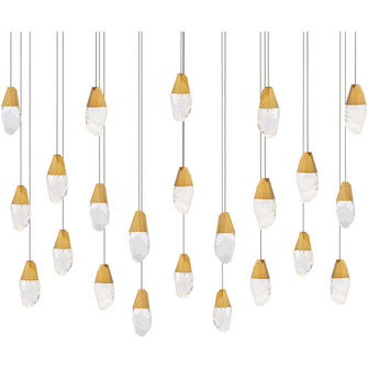 Martini 23 Light 120-277V Multi-Light Pendant (Linear Canopy) in Aged Brass with Optic Haze Quartz (1118061|BPD20223LOH-AB)
