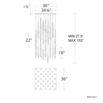 Solitude 41 Light 120-277V Multi-Light Pendant (Square Canopy) in Antique Nickel (1118061|BPD31441S-AN)