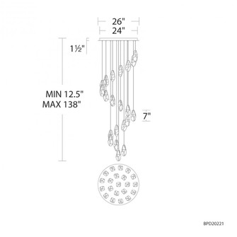 Martini 21 Light 120-277V Multi-Light Pendant (Round Canopy) in Black with Clear Optic Crystal (1118061|BPD20221OH-BK)