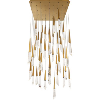 Solitude 41 Light 120-277V Multi-Light Pendant (Square Canopy) in Aged Brass with Optic Haze Quart (1118061|BPD31441S-AB)