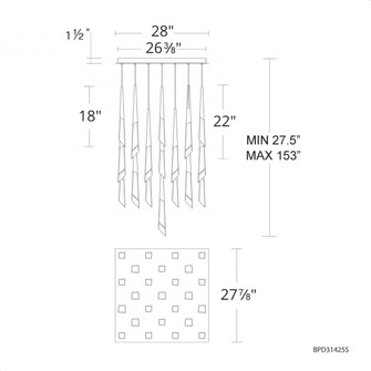 Solitude 25 Light 120-277V Multi-Light Pendant (Square Canopy) in Antique Nickel (1118061|BPD31425S-AN)