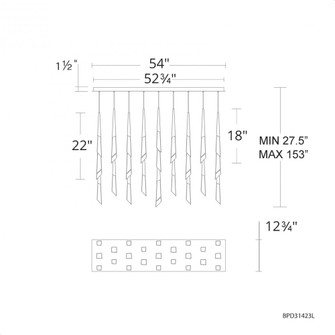 Solitude 23 Light 120-277V Multi-Light Pendant (Linear Canopy) in Antique Nickel (1118061|BPD31423L-AN)