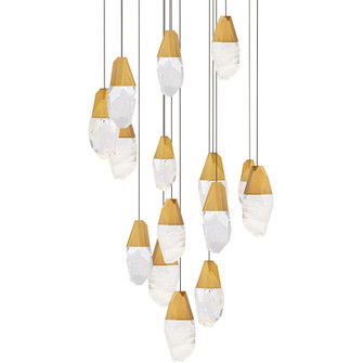 Martini 15 Light 120-277V Multi-Light Pendant (Round Canopy) in Aged Brass with Clear Optic Crysta (1118061|BPD20215OH-AB)