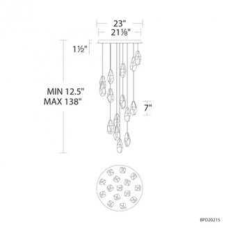 Martini 15 Light 120-277V Multi-Light Pendant (Round Canopy) in Polished Nickel with Optic Haze Qu (1118061|BPD20215O-PN)